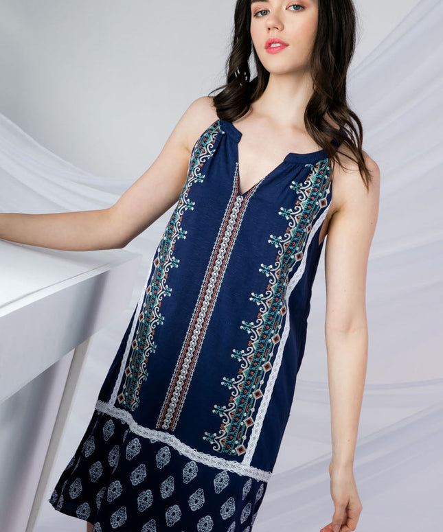 Short Embroidered V Neck Dress
