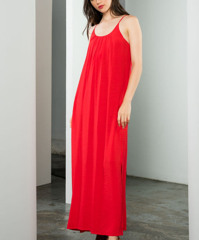 Spaghetti Strap Slit Maxi Dress