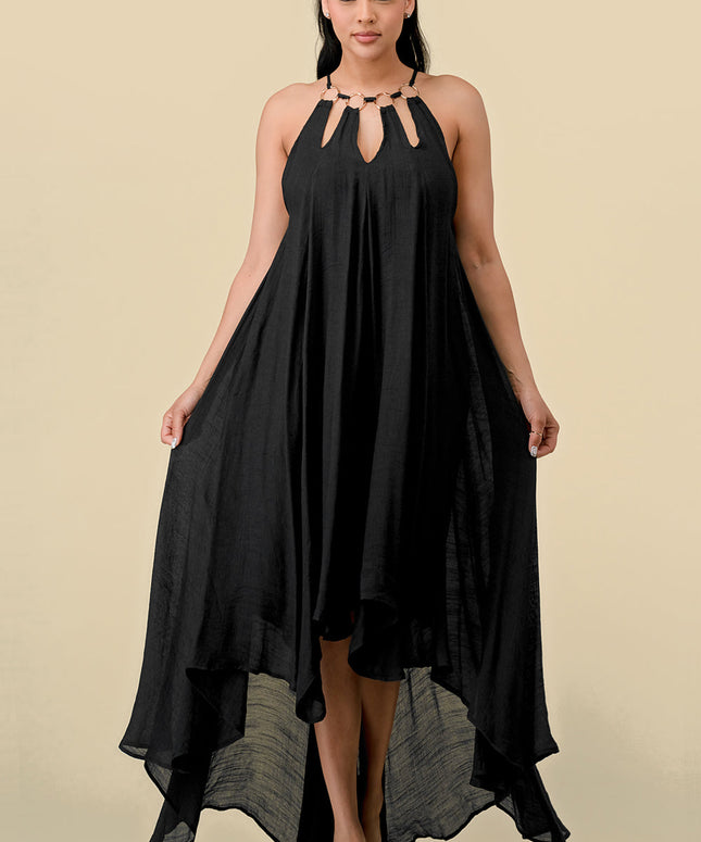 High Low Halter Maxi Dress